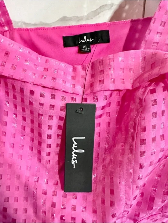 Lulus Pink Jacquard Tie Strap Mini Dress - Picture 5 of 10